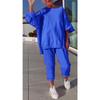 QICED Women's Fashion Casual Long Sleeve O-Neck Pants Suits