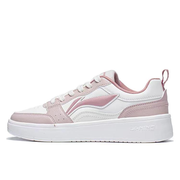Li Ning Sycee 2 Slip Resistant, Abrasion Resistant, Height Increasing Low top Skateboard Shoes Women's White Pink AGCT340-1(Team56-)