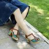 Handgemachte bemalte Hausschuhe für Frauen lose runde Zehen ethnischen Stil Retro Blume Strand Sandalen