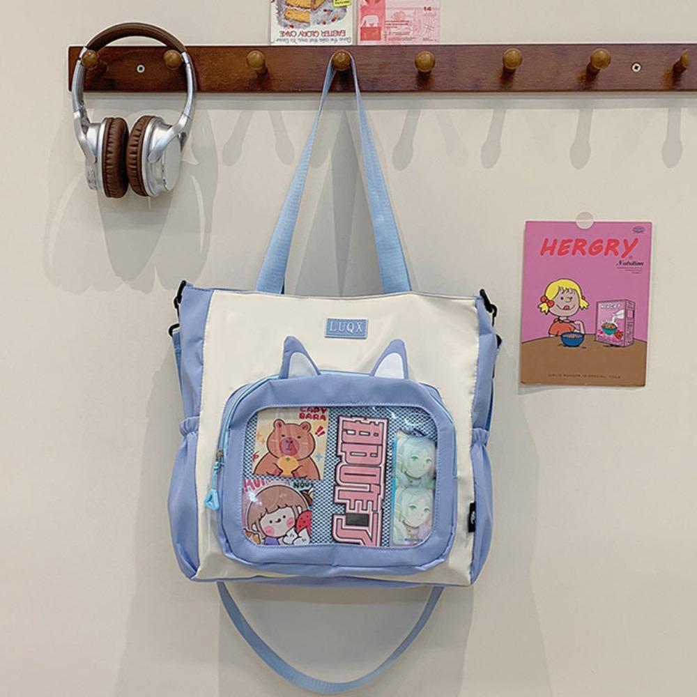 Zipper Transparent Crossbody Bag Cat Ear Shoulder Bag Portable Transparent Itabag Women
