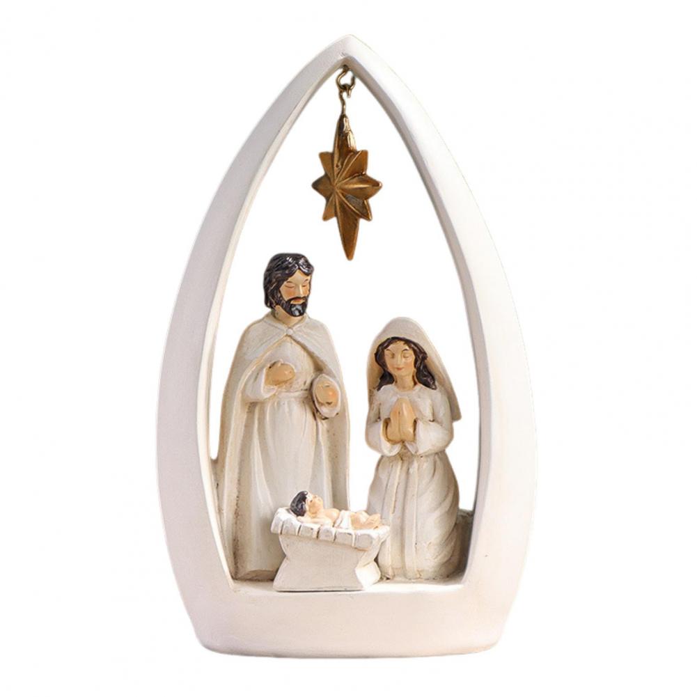 Nativity Resin Figurine Resin Holy Family Nativity Figurine Set Joseph Mary Jesus Sculpture for Home Office Decor Advent Statue
