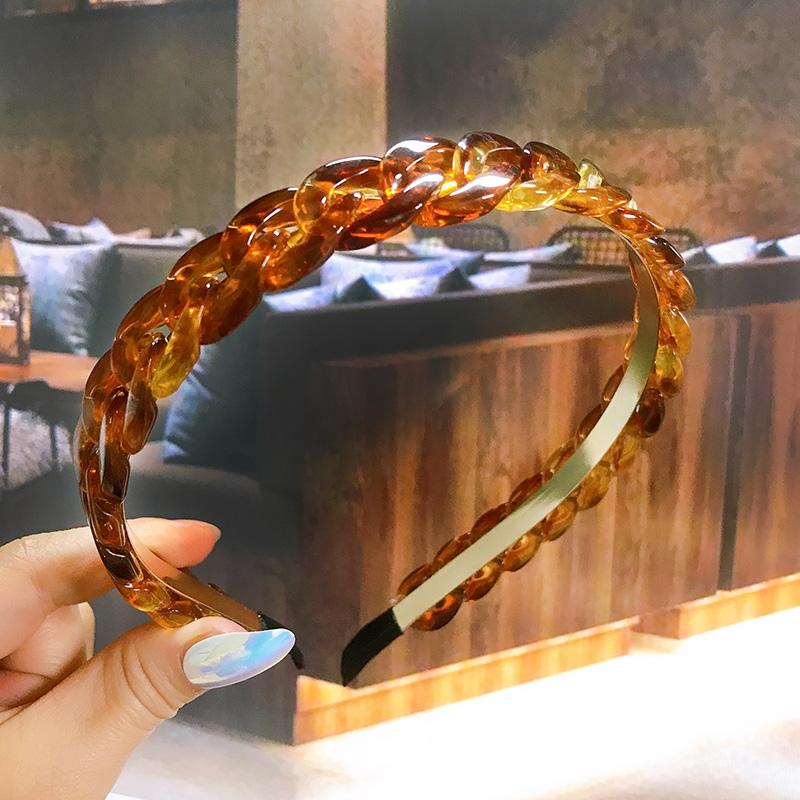 New  Acetate Chain Gold Silver Bezel Hairbands Women's Accessories Vintage Fashion Girls Headband Hoop Femme Hair Ornaments