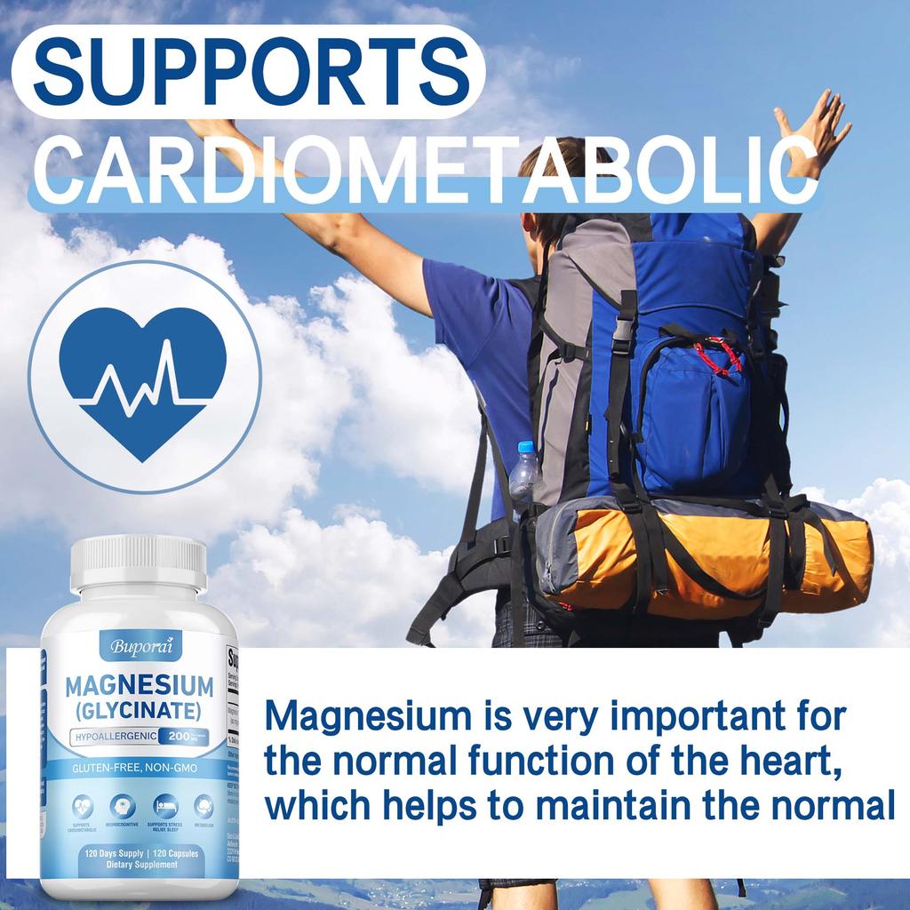 Magnesiumglycinat-Extrakt, 200 mg, mit hoher Absorptionsrate, hilft, Geist und Körper zu entspannen und Emotionen zu beruhigen.