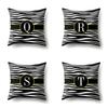 Polyester Pillowcase Zebra Pattern Printing Home Decoration Pillowcase 26 English Letter Cushion Cover Black and White