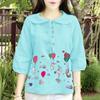 ZANZEA Women Casual Doll Collar Loose 3/4 Sleeve Print Blouse