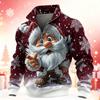 Men's Casual Zip-Up Stand Collar Long Sleeve Sweatshirt for Christmas