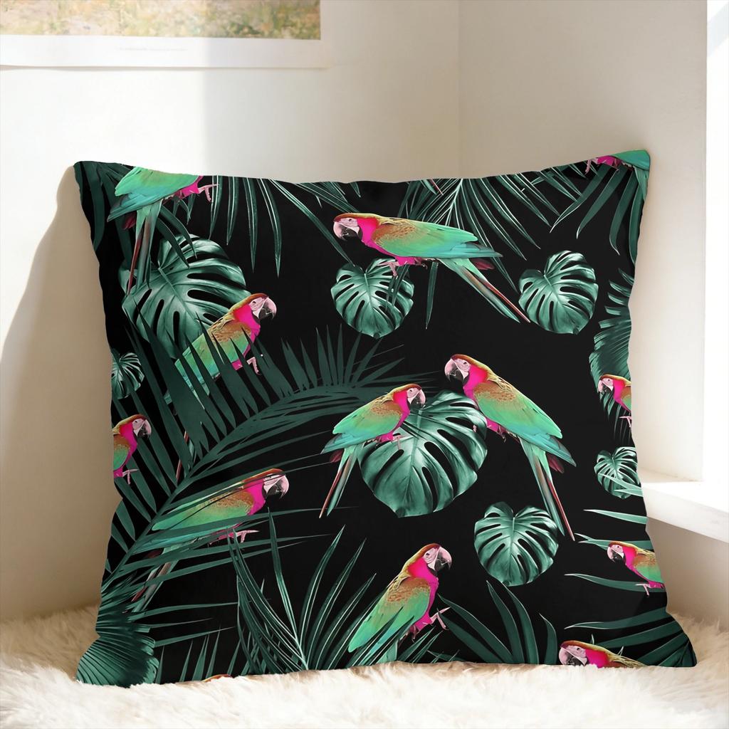 Tropical Parrot Palm Pillow Cover Square Cushion Cover Fashion Pillow Case For Living Room Bed Chair