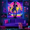 Retro Futuristic City Tapestry Vibrant 80s Style Wall Art for Bedroom or Living Room Large Decorative Hanging Add Neon Vibes
