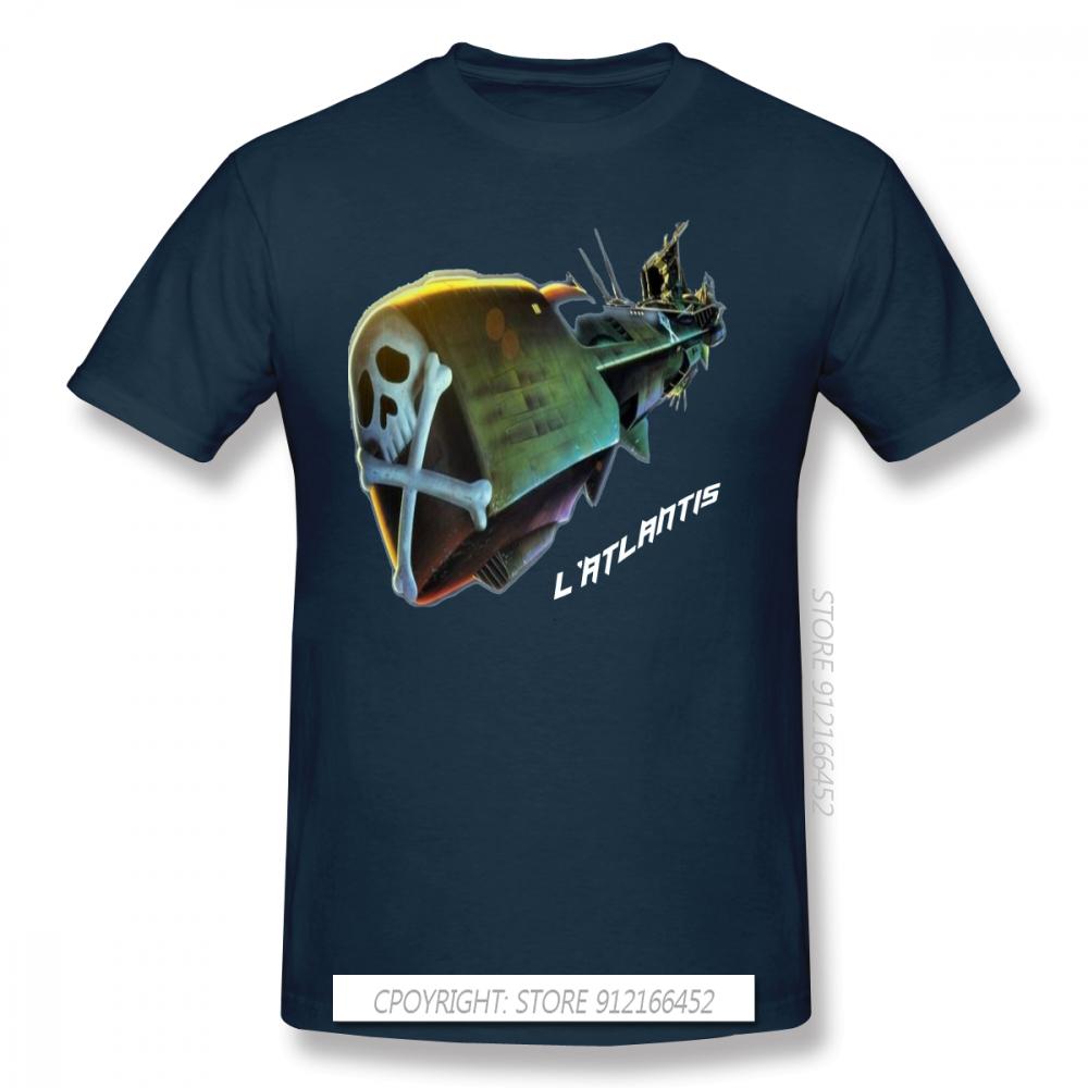 Мужская футболка с принтом Космический пират Капитан Харлок Аркадия Юки Тадаси Аниме Забавные топы Корабль Альбатор Чистый хлопок Футболка Харадзюку 2XL