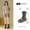 Augustine Platform Martin Boots Women's 2025 New Autumn Retro British Style Brown Casual Medium Tube Short Boots Tide