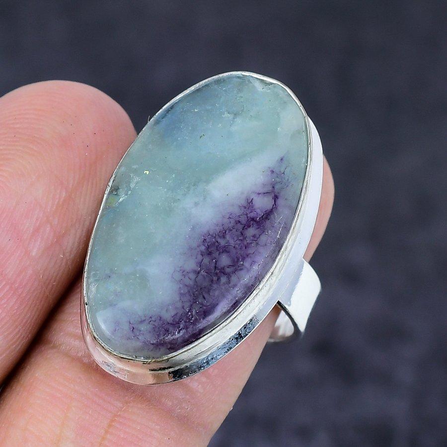 Natural Fluorite Gemstone Handmade 925 Sterling Silver Jewelry Ring Size 8 B4j58