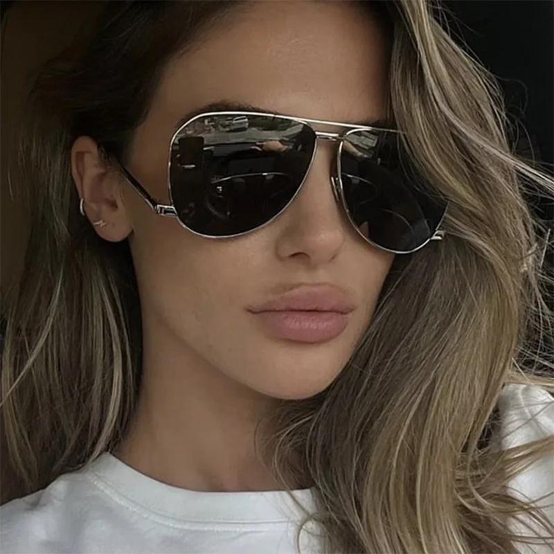 Oversized Pilot Sunglasses Women New Classic Fashion Double Bridge Sun Glasses Retro Brand Design Outdoor Anti-UV Shades