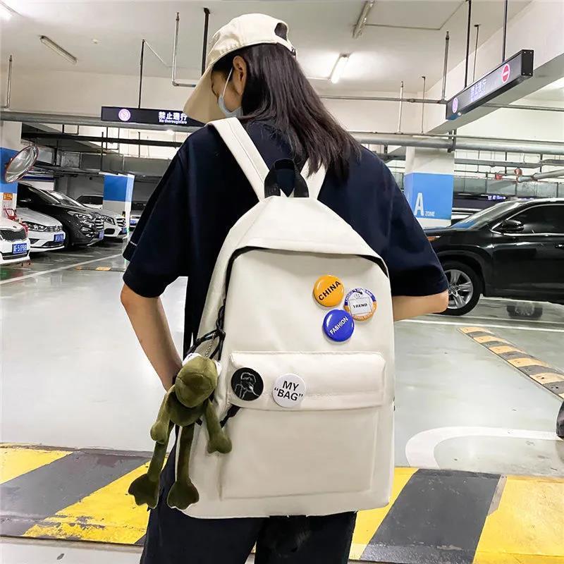Schoolbag trendy brand backpack men's simple large-capacity travel backpack leisure Japanese junior high school student high school student schoolbag