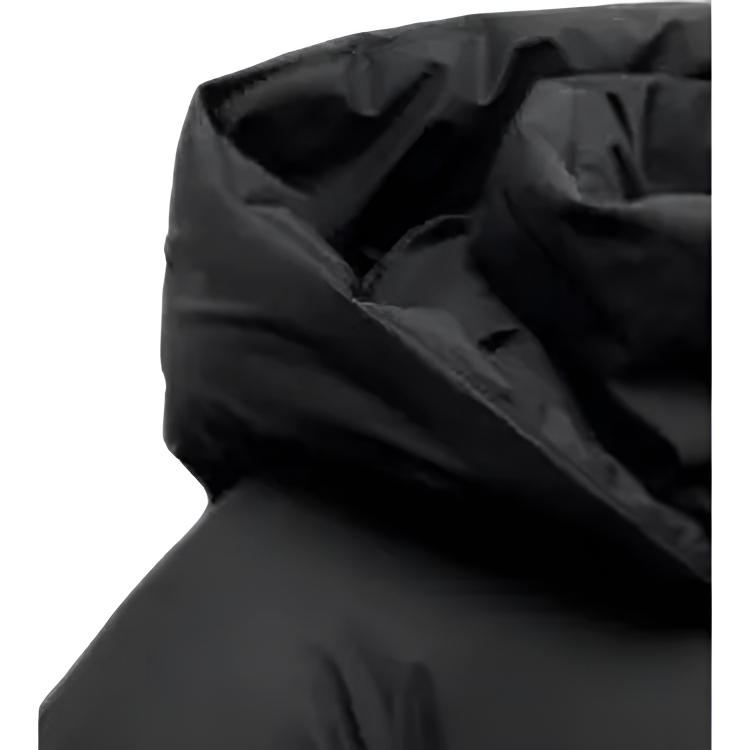 Zara Unifarbener Kapuzen-Casual-Dicker Baumwollmantel Damenmäntel Schwarz 4391707-800