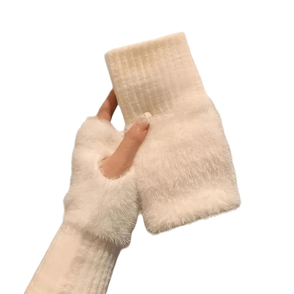 1 Pair Polyester Fibre Knitted Gloves Warm Insulation Fingerless Gloves Fashion Wrist Cover  Winter