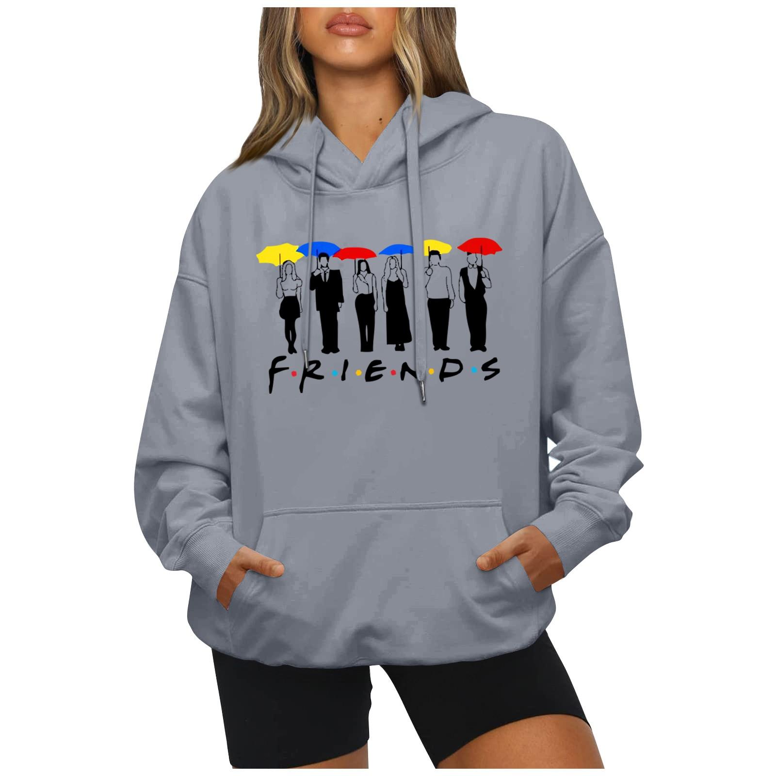 Модный повседневный свободный пуловер с длинными рукавами и буквенным принтом с веревочной толстовкой L 2190₽