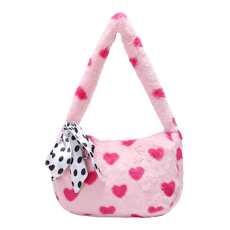 Strawberry Bear Armpit Bag Plush Love Shoulder Bag Handbag Cute Children's Handbag