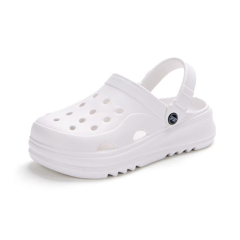 

Женские летние сандалии с бантом и перекрестными отверстиями: Модные пляжные тапочки на толстой подошве, увеличивающие рост 38/39 белый