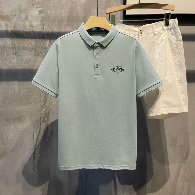 

2024 Новая Летняя Высококлассная Повседневная Деловая Минималистичная Свободная Модная Тенденция Принт Буквами Универсальная Футболка ПОЛО с Коротким Рукавом L синий