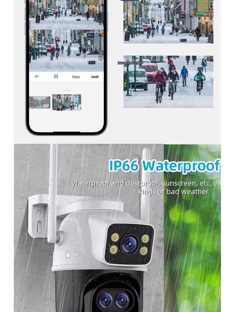 iCsee Xiongmai WiFi PTZ Dual Lens 360° Rotation Binocular Camera with 8x Zoom
