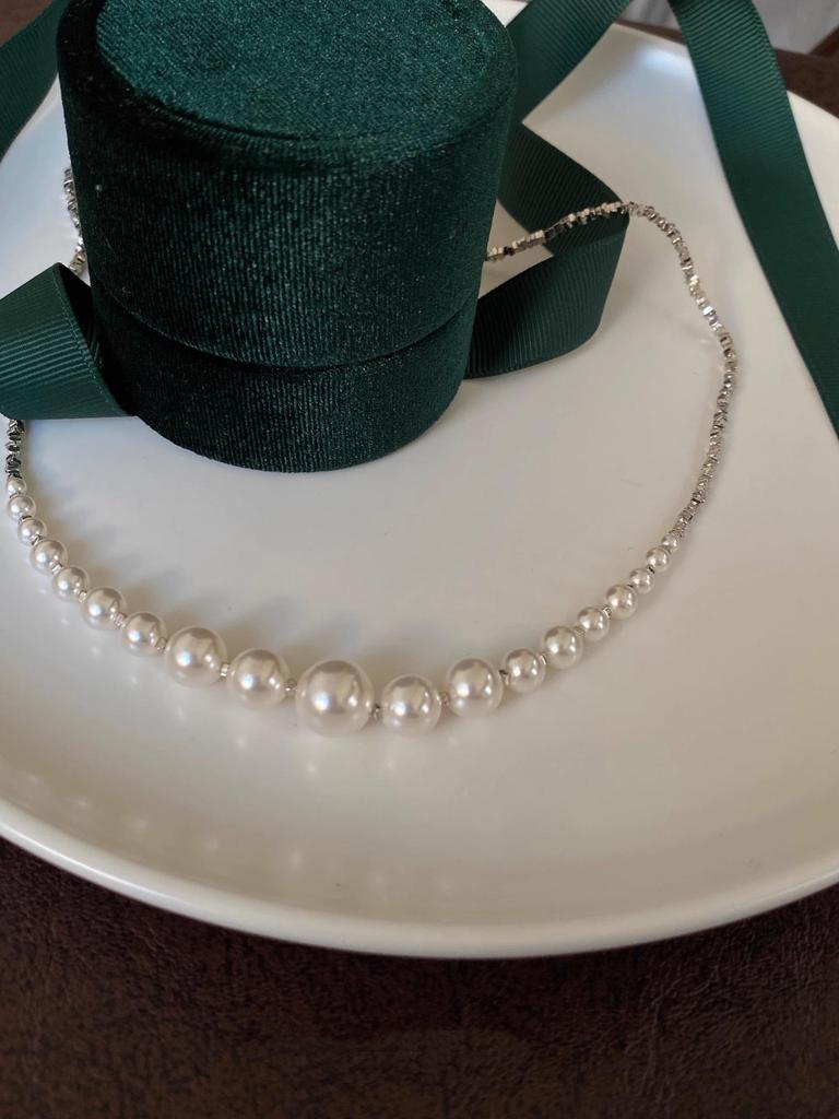 S925 Sterling Silver Large Pearl Smile Necklace for Women - Light Luxury Clavicle Chain