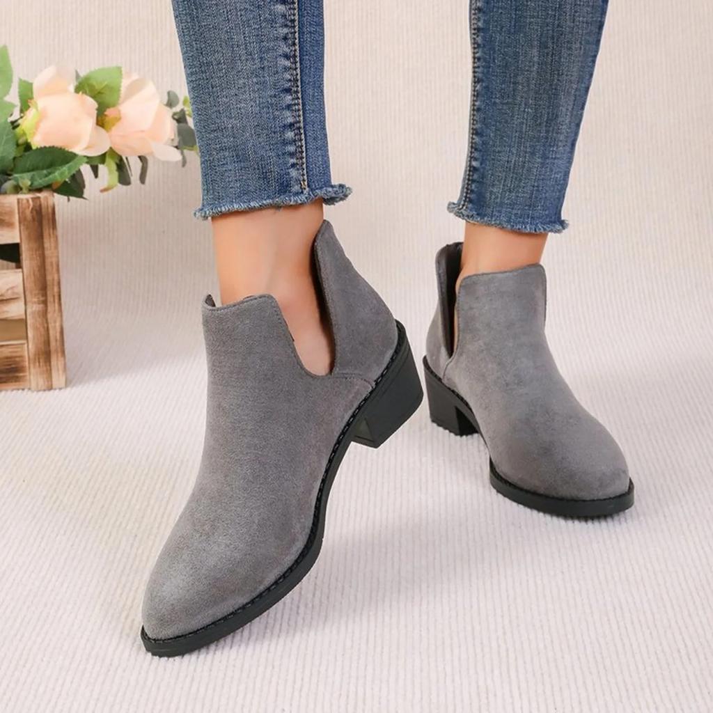 Fashion Boot for Women Women'S Fashionable Suede Pull on Zipper Low Top Casual Pointed Toe Classic Ankle Boots Boot Cut Out 36-43