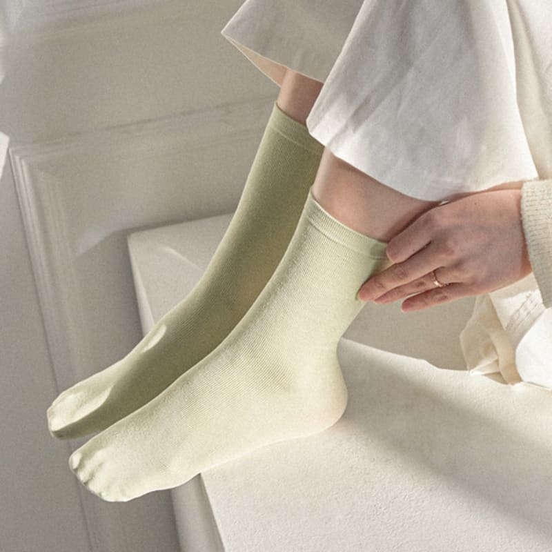 GNGB [3 sets] Basic pastel cotton socks_7 colors to choose from