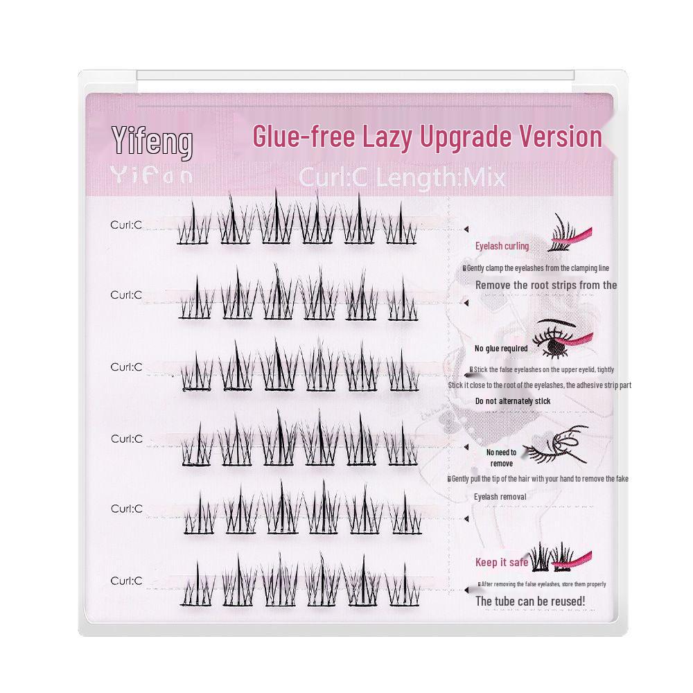 ACE Klebefreie Selbstklebende Cartoon-Büschelfalsche Wimpern - Natürlich, Faules Tragen