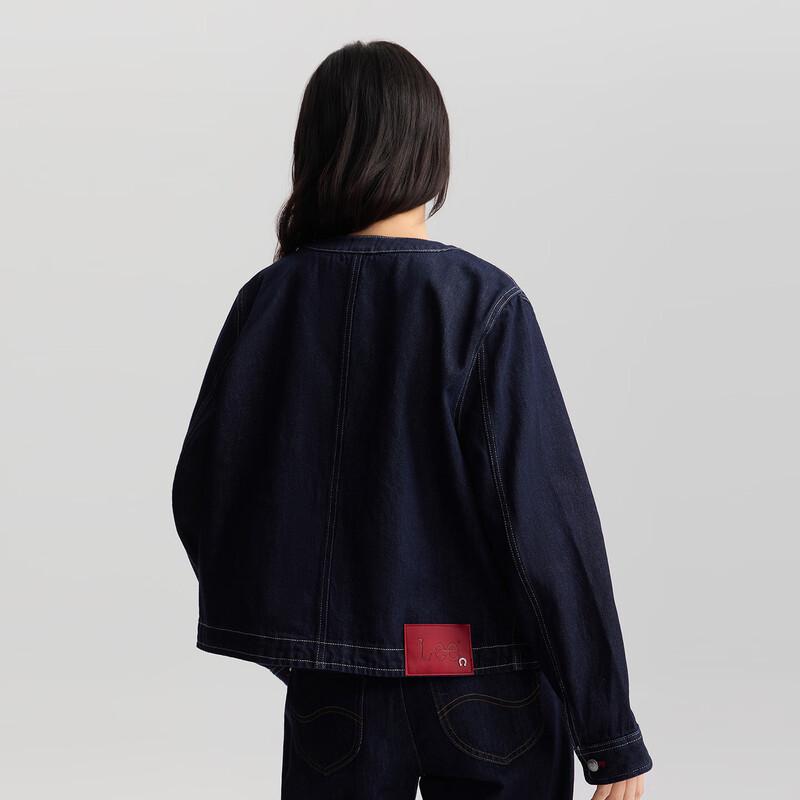 Lee Women's 2026 Spring Collarless Light Wash Short Denim Jacket