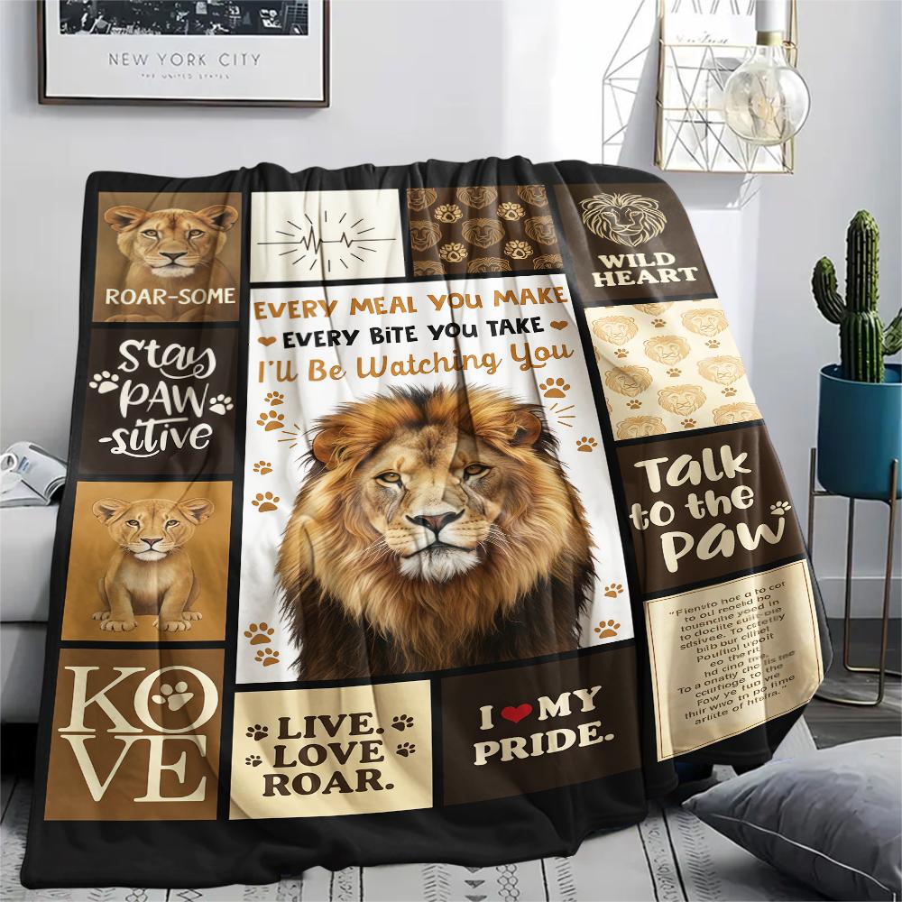 Kitten Sloth Lion Wolf Frame Print Flannel Blanket,High Quality Comfortable for All Seasons,Home Decor,Warmth and Comfort,Perfect for Christmas Gifts