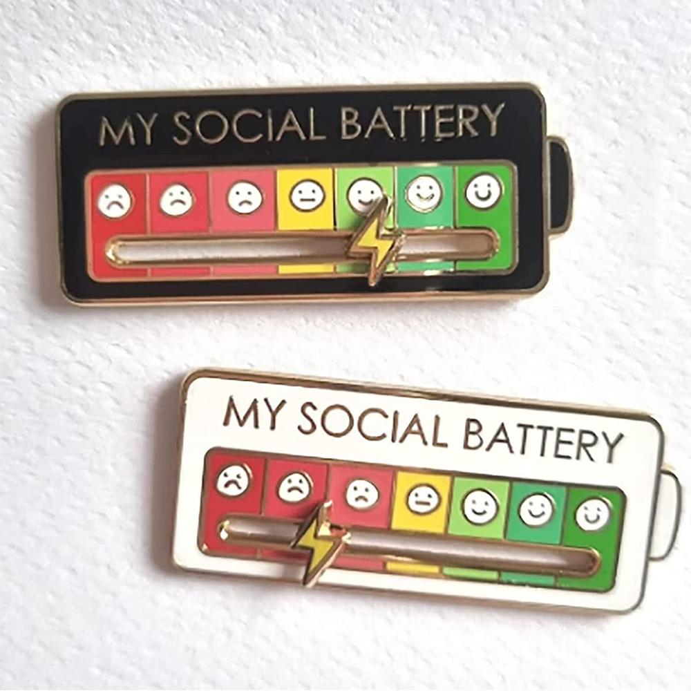 

New Funny Social Mood Brooch Pin Interactive Enamel Pin 7 days a week (Black+White)