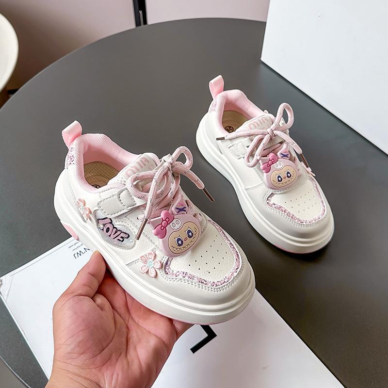 

Модные мультяшные кеды для девочек, осенняя новинка 2025 года, детские дышащие повседневные туфли, тренд 26-31 yards, 6 pairs in one hand розовый