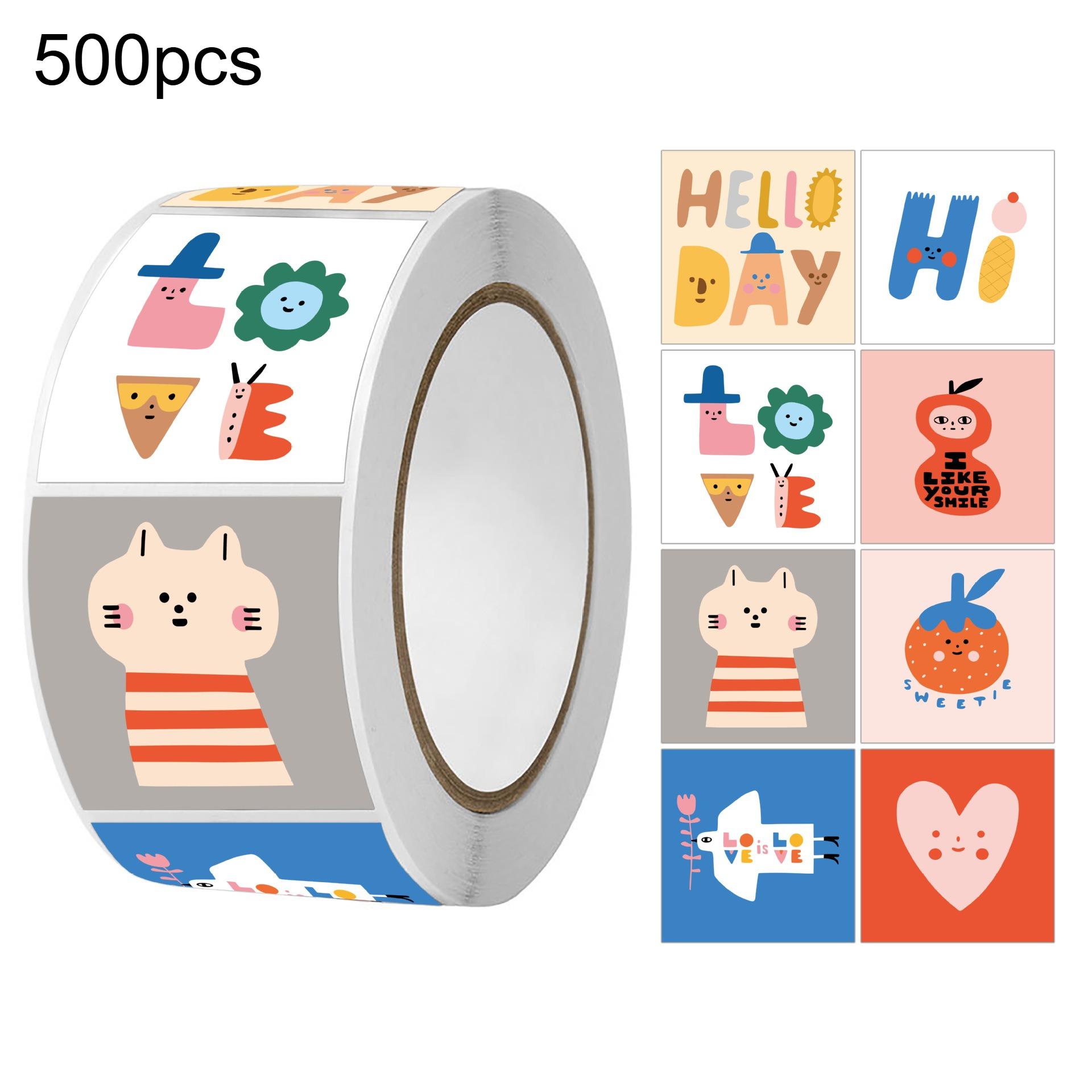 

500pcs Square Round Stickers Scrapbooking Decorative Stickers Packaging Bag Stickers Gift Decoration Envelope Sealing Stickers
