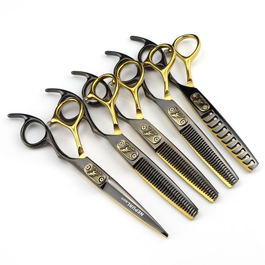 6.0 Inch Black And Gold Nepson Cover Plate Hair Clipper Hair Clipper Tooth Clipper Antler Tooth Non-Marking Tooth V-Shaped Tooth Fish Bone Tooth