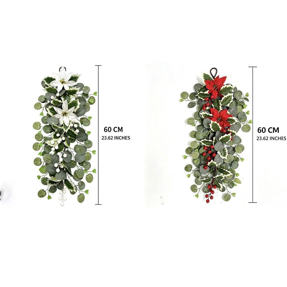 Faux Flower Artificial Eucalyptus Leaves Wall-Mounted Hanging Ornament Christmas Festive