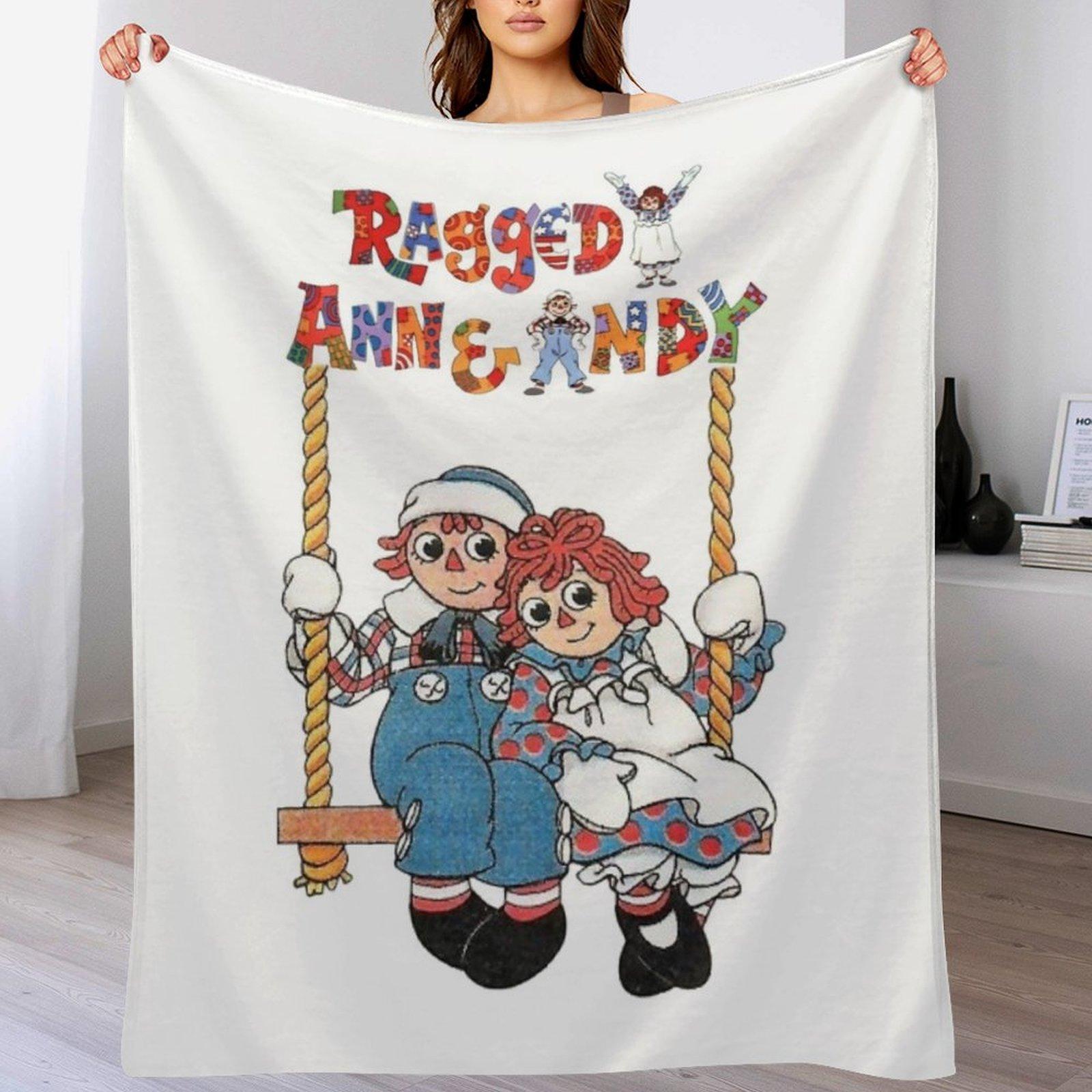 Raggedy Ann And Raggedy Andy Throw Blanket Stain Resistant Cozy Warm Blanket Size: 75*100cm, Weight: 230 GSM