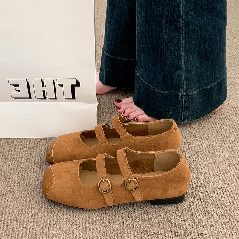 Buty Mary Jane damskie nowe wiosenne wszechstronne retro kwadratowy nosek wygodne jedno-paskowe zapięcie lekkie usta buty na płaskim obcasie