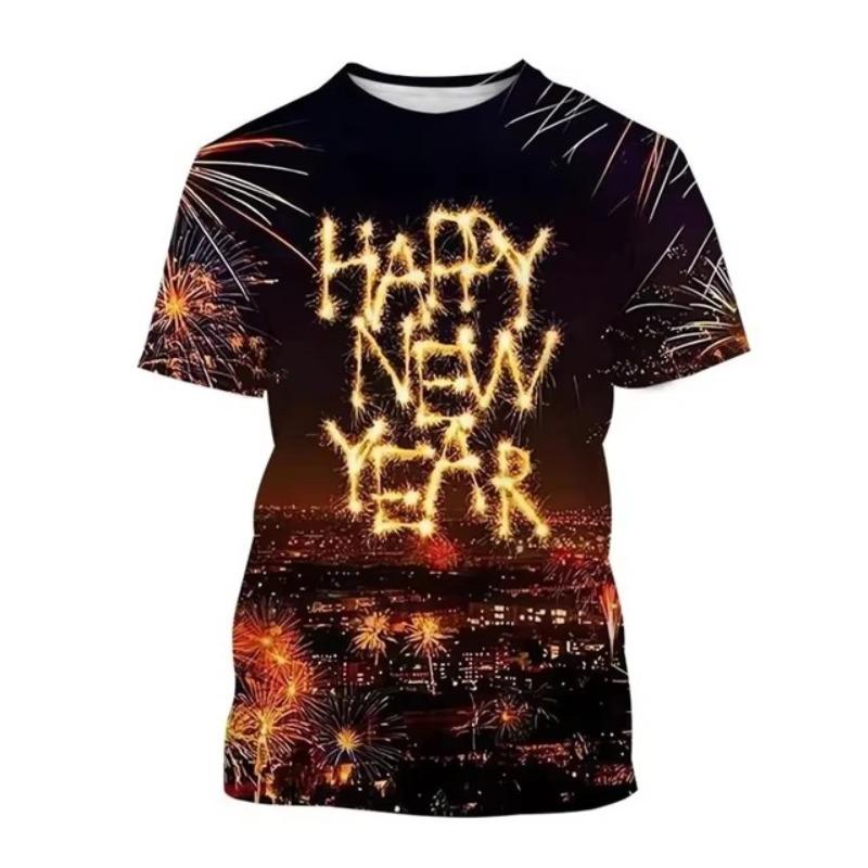 Šťastný nový rok 2025 3D tištěné tričko ležérní móda unikátní vzor tričko veselé Vánoce festival trendy populární tričko top