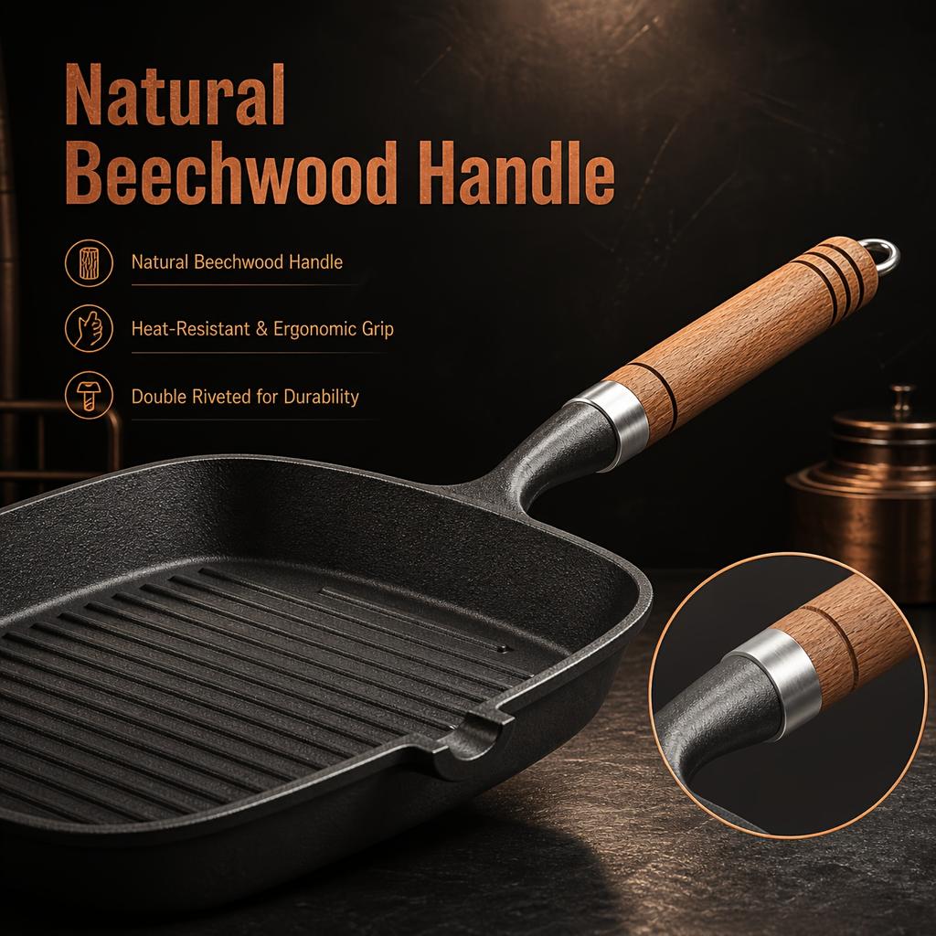 Striped Non-stick Steak Frying Pan, Square shape1100G Thickened Multifunctional Cast Iron Baking Pan, Easy To Clean, Suitable for Induction Cookers,