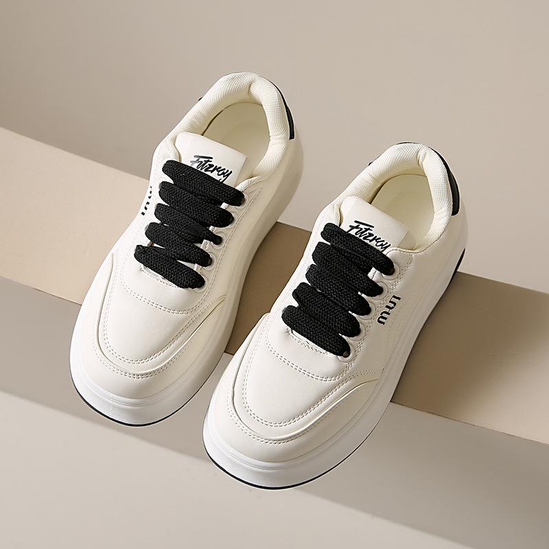 Fashion Platform Sports Board Shoes Women's 2025 Spring and Autumn New Versatile Round Head Little White Shoes Keep Warm and Increase Height Women's B