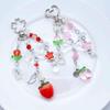 Handmade Keychain Strawberry/Peach Charm Key Chain Colorful Beaded Keyring Charm