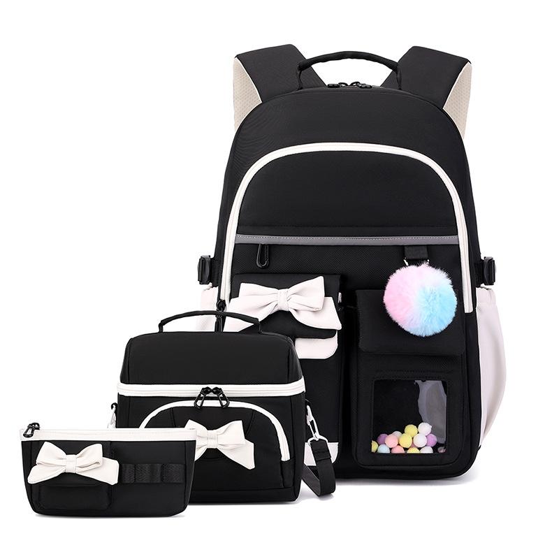 New 3pcs Lightweight Portable Primary School Bags Cute Cartoon Bow Book Bags for Grades 1-6 Large Capacity Pupil Double Shoulder Bag Student Backpacks