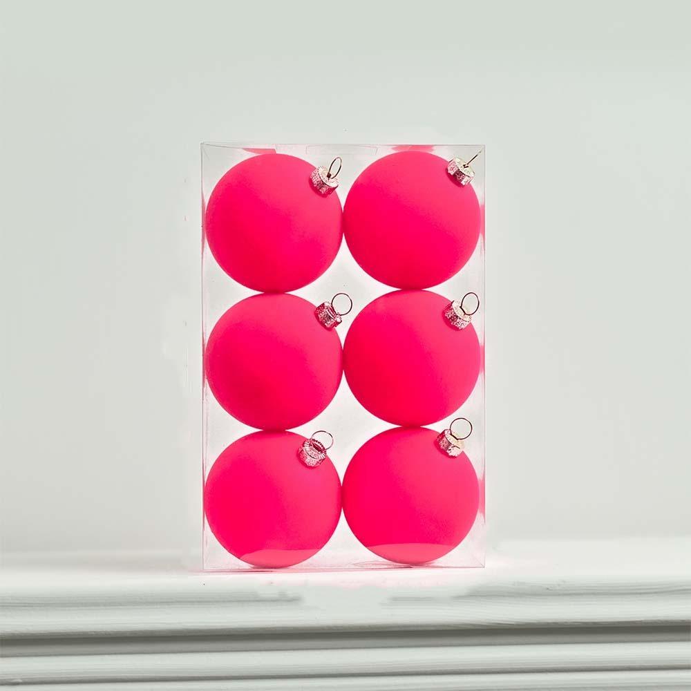 6pcs 6cm Flocked Christmas Ball Pendant Shatterproof Merry Christmas Decor  Hotel Mall