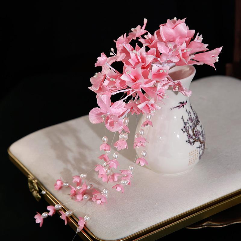 Golden Fairy Leaf Flower Pearl Headband - Elegant European Crown for Girls' Weddings