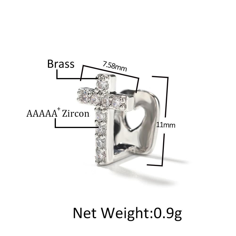 New Hip Hop Gold Braces Personalized Niche TeethGrillz Micro Zircon Cross Single Tooth Braces