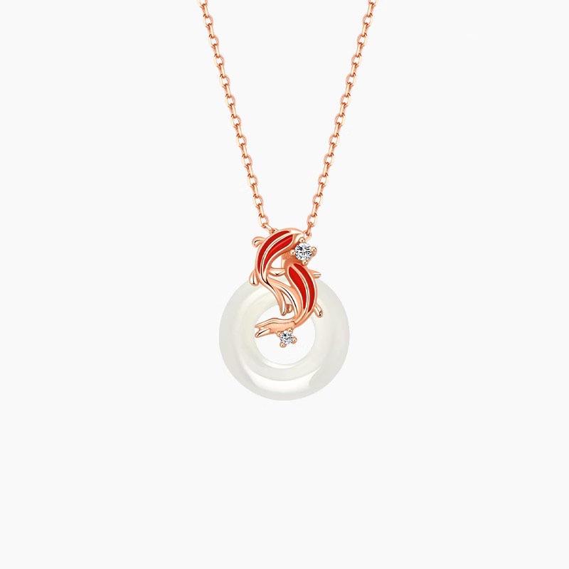 Elegant Koi Fish Ping An Buckle Necklace - Light Luxury, Zodiac Charm, Perfect New Year Gift