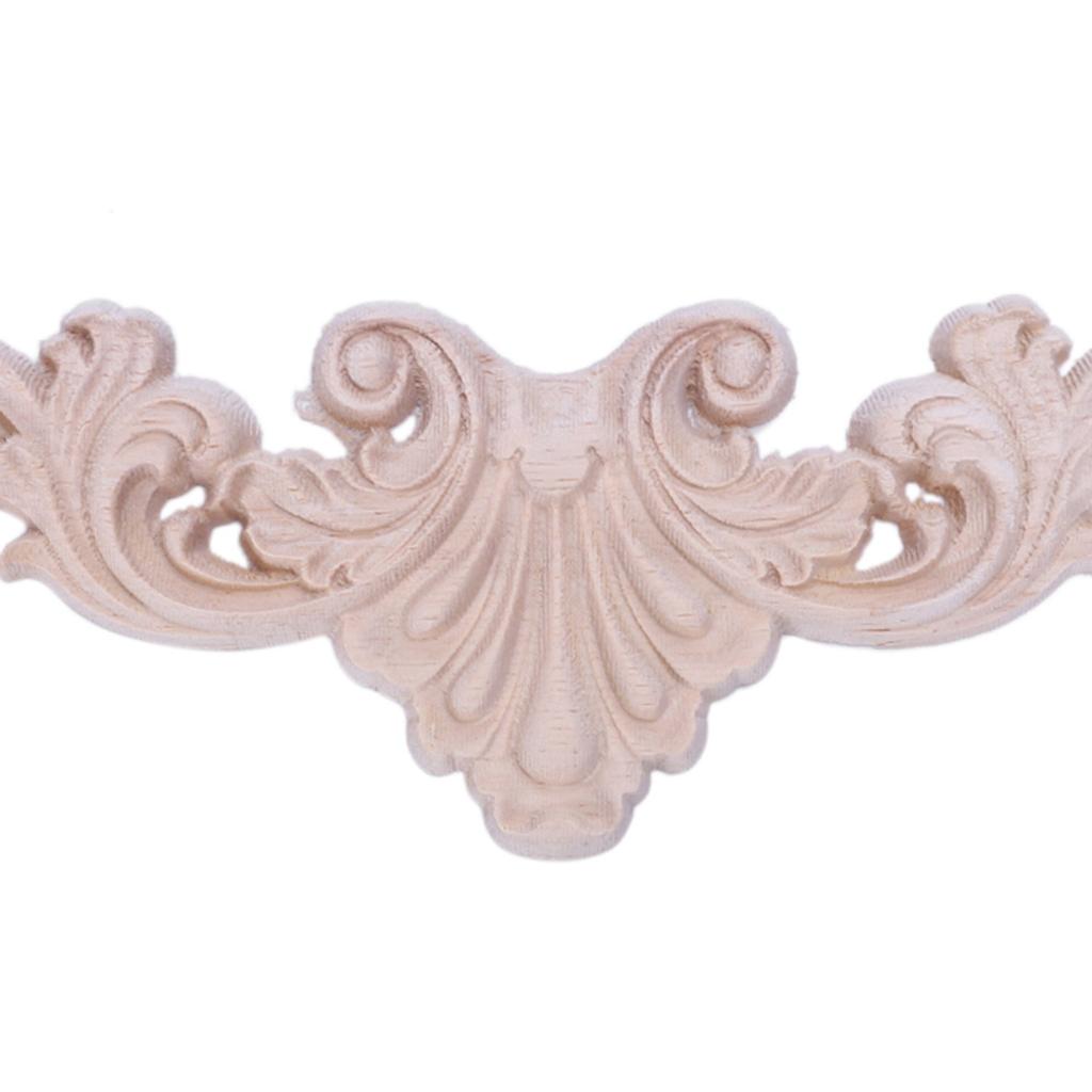 BHBL Wood Carved Corner Onlay Applique Frame Decor Furniture Craft Unpainted Type:20*5cm