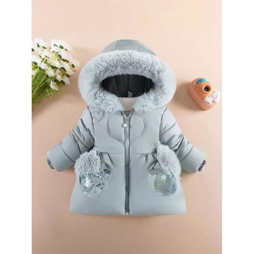 

Детские пуховики для девочек, детские зимние утепленные пуховики, хлопковая одежда с капюшоном, детские парки с меховым воротником 80cm синий