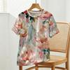 Women's Basic Short Sleeve Top Colorful Floral Print,Soft & Loose Fit,Fashionable Comfortable Casual Top for Daily Wear & Shopping