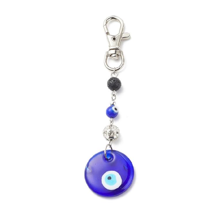 

Exquisite Beaded Keychain Blue Glass Eye Keyring Detachable Devil Eyes Key Chain